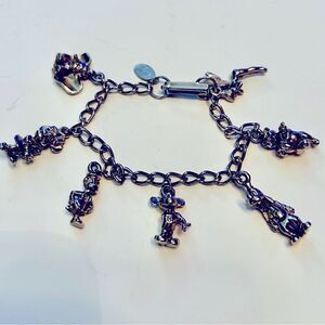 Vintage Silver Tone Disney Character Figurine Kids’ Charm Bracelet